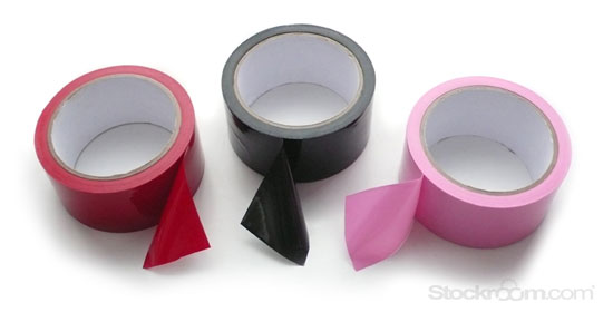 Bondage tape in red, black and pink